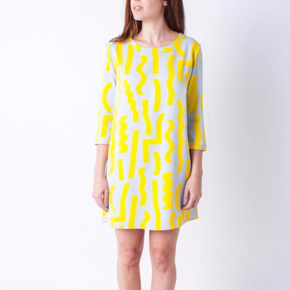Anthropologie Dusen Dusen Sunbent Yellow Printed Shift Dress